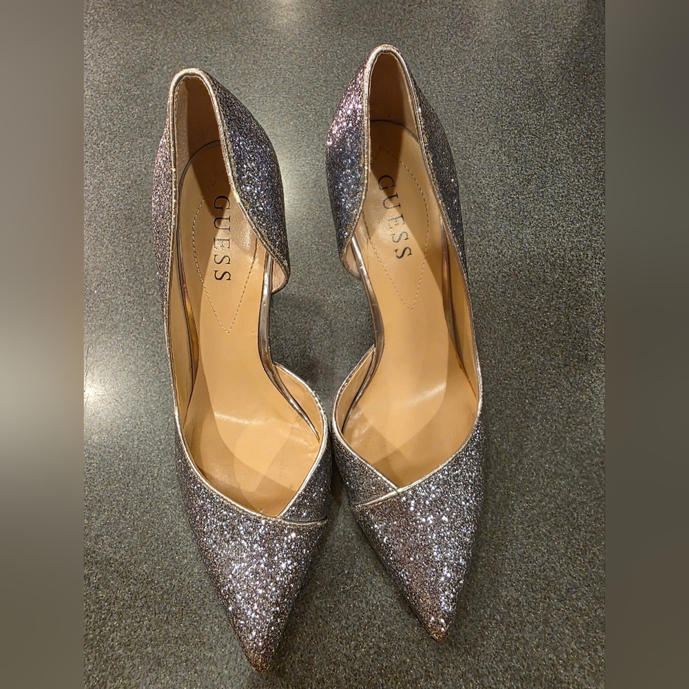 GUESS Women's Sparkling Heels - Silver